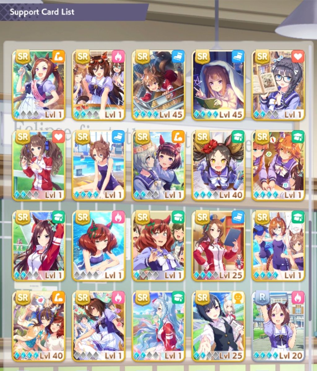 kamitoshi0503's tweet photo. Can anyone help me with my supports? I want to have better horses but I have no clue what supports are best (esp for agnes tachyon and rice shower, but others in general too) #umamusume #ウマ娘 https://t.co/tRlTIBArBD