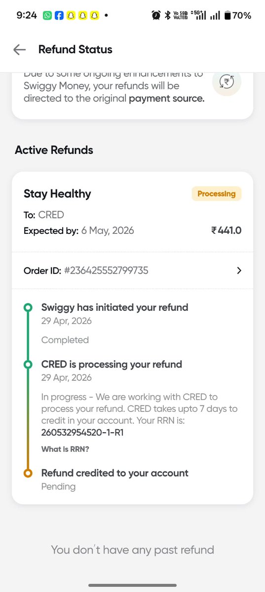 ManishPal469's tweet photo. Absolutely unacceptable, @Swiggy ! On 29 April 2026, I placed an order of ₹441—payment deducted, order confirmed. Later told the restaurant is closed and refund will take 5–7 days. If it was closed, why accept the order? Process my refund IMMEDIATELY! @Swiggy https://t.co/CeeKEM7hcm