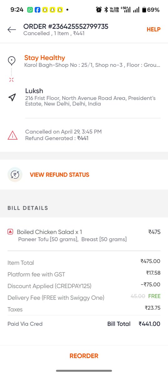 ManishPal469's tweet photo. Absolutely unacceptable, @Swiggy ! On 29 April 2026, I placed an order of ₹441—payment deducted, order confirmed. Later told the restaurant is closed and refund will take 5–7 days. If it was closed, why accept the order? Process my refund IMMEDIATELY! @Swiggy https://t.co/CeeKEM7hcm