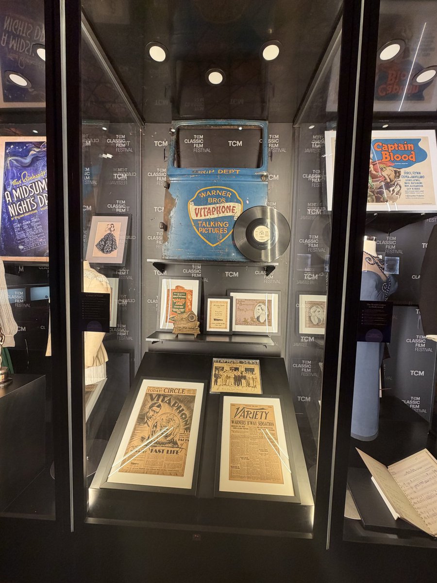 LoraStocker's tweet photo. More stunning displays in Club @tcm at #TCMFF 2026 which include multiple pieces of ephemera and costumes worn by Audrey Hepburn, Marlene Dietrich, and Paul Henreid. https://t.co/xTsHtYG2dP