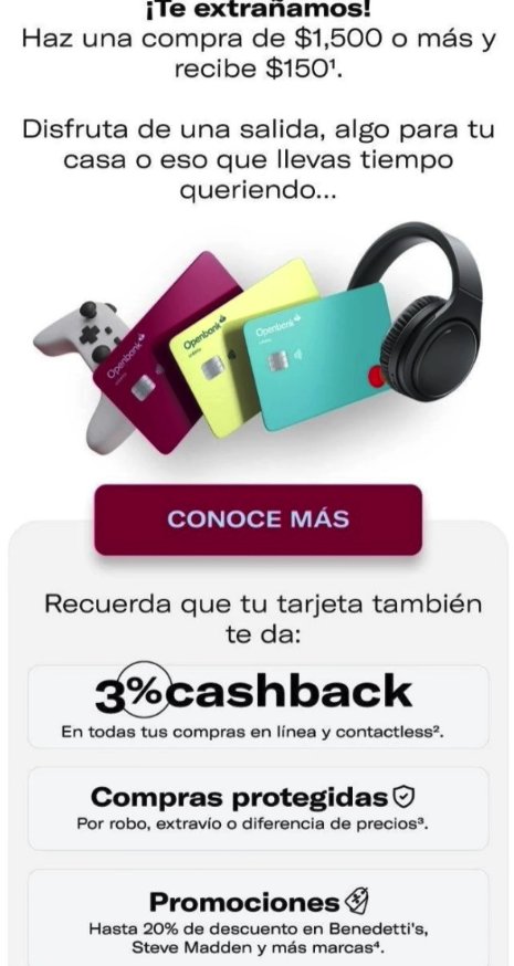 InversionesAld's tweet photo. 🖤 ¡10% de cashback con Openbank!
La condición es ser usuario inactivo y gastar al menos $1,500. Básicamente $150 de bonificación para que regreses con ellos.
💬 ¿Te parece suficiente para volver a usarla?
#openbank #tdc #cashback #santander https://t.co/7HMVjDRwxg