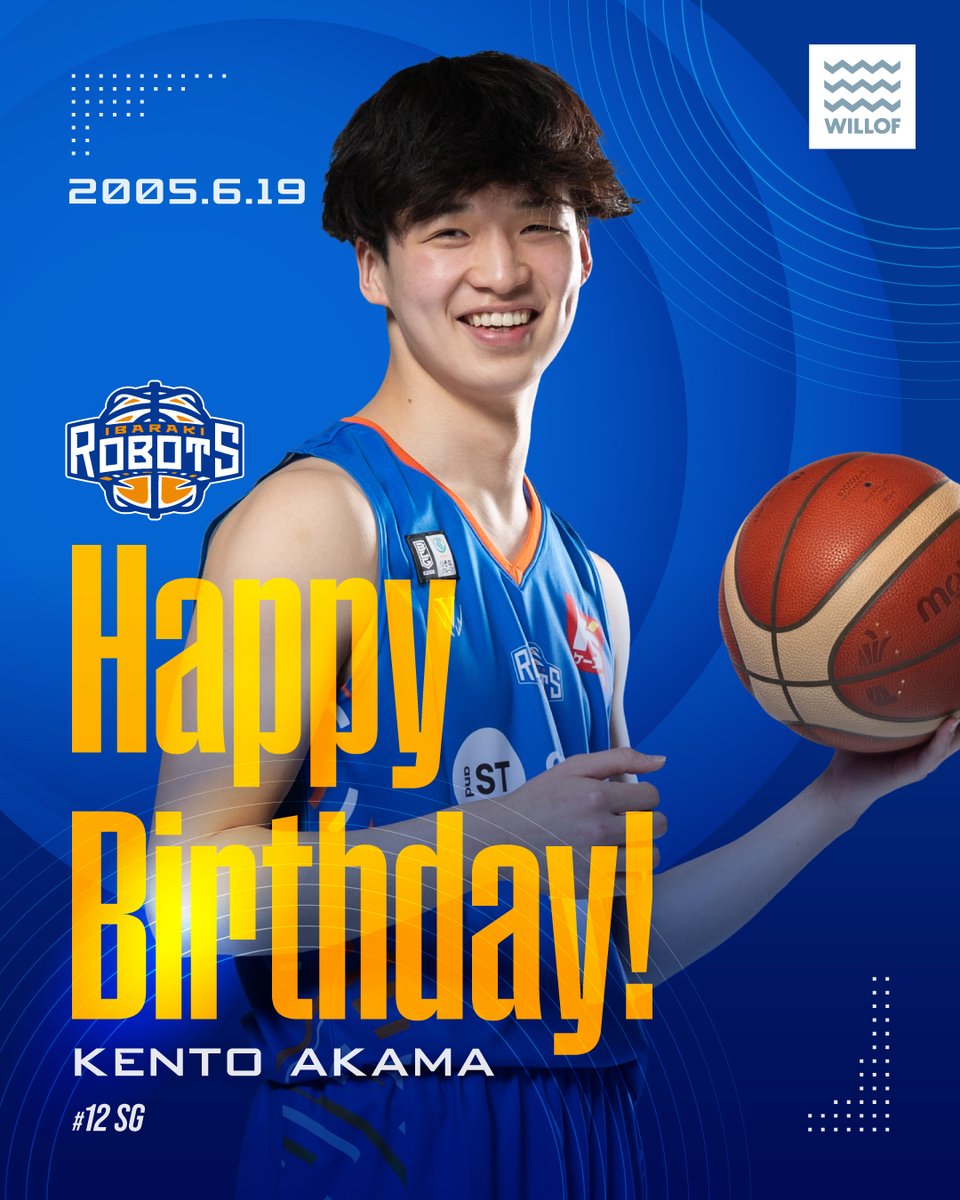 ibarakirobots's tweet photo. ╭━━━━━━━━━━━╮
  🎊𝐇𝐀𝐏𝐏𝐘 𝐁𝐈𝐑𝐓𝐇𝐃𝐀𝐘🎊
╰━━━━━ｖ━━━━━╯

｜#ウィルオブ｜#WILLOF｜@willofofficial｜

🎂𝟐𝟎𝟎𝟓.𝟔.𝟏𝟗
🟦𝐊𝐞𝐧𝐭𝐨 𝐀𝐤𝐚𝐦𝐚

#赤間賢人 選手へのお祝いメッセージはリプライ・引用RPでお待ちしております!!

｜#茨城ロボッツ｜#HBD｜ https://t.co/NkuDq0nD7G