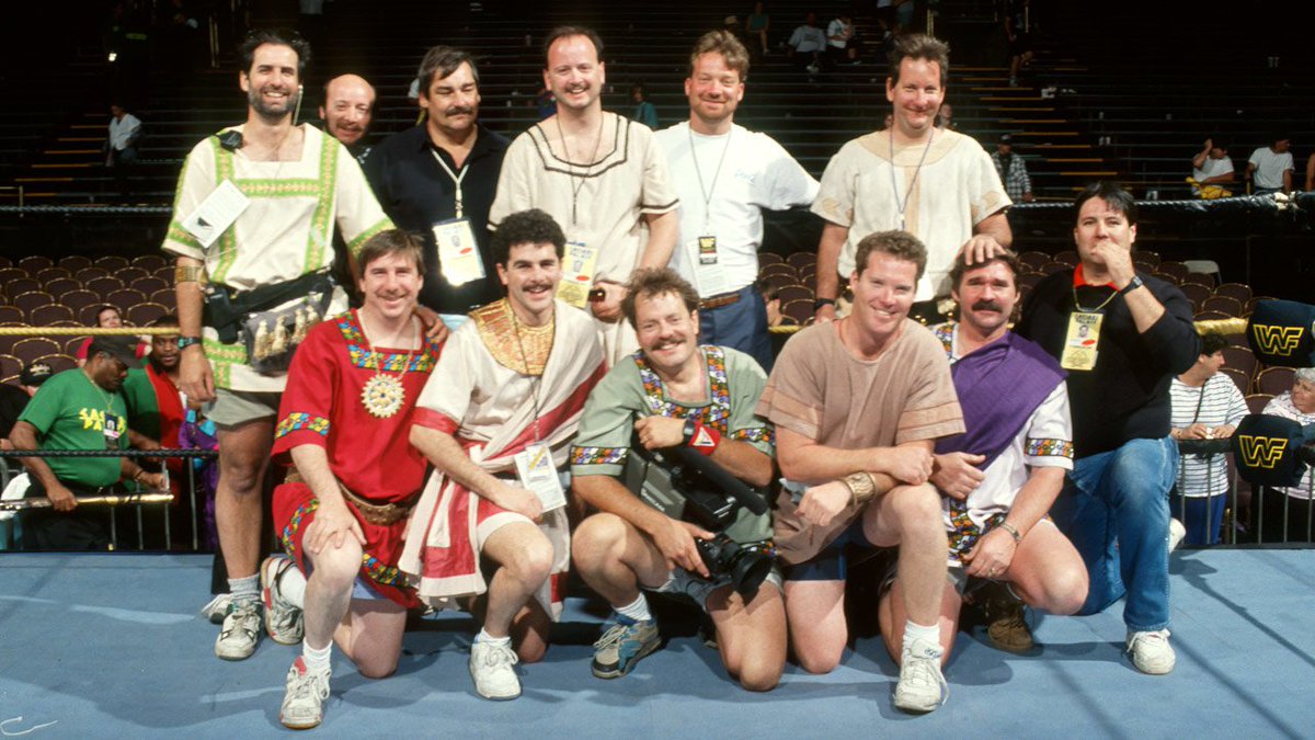 WWFWrestling1's tweet image. Some shots of the WWF crew from WrestleMania's III, VIII &amp;amp; IX. 📹 #WWF #WWE #Wrestling #WrestleMania