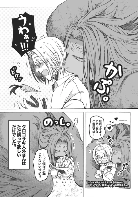 クロコサギ人外さんと研究員くんの日常。(落書き版再掲) 
