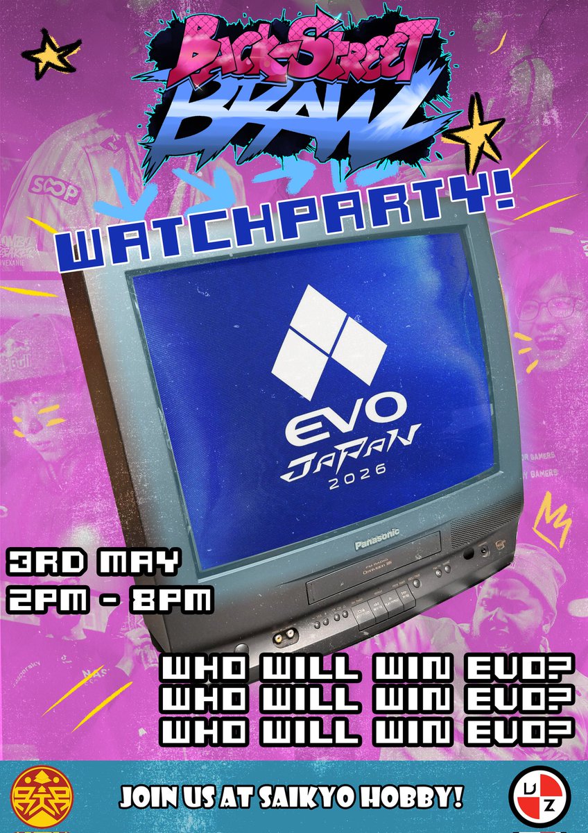 _BSBrawl_'s tweet photo. Join us for a special Backstreet Brawl gathering as we watch the best in the world clash at EVO Japan 💥

Experience the hype in person-All while playing your own games at our offlines. 🤜🤛
(The watchparty will be happening alongside BSB locals)

#EvoJapan2026 #FGC #MalaysiaFGC https://t.co/8aRXohgzFr