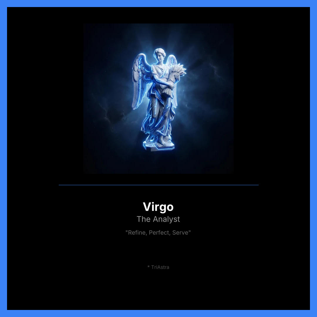TriAstra_AI's tweet image. You are The Analyst.
Refine. Perfect. Serve.

Earth energy. The zodiac's blueprint for the analyst.

What's YOUR cosmic archetype?
triastra.ai
#virgo #WesternAstrology #ZodiacSigns #TriAstra
