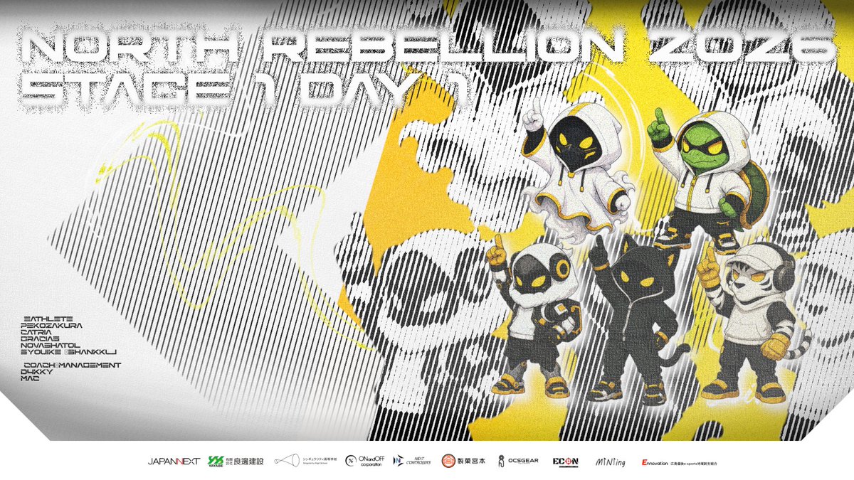 _ocs_esports's tweet photo. North Rebellion 2026
 -Stage 1 Day 1-
---------------
〔 E-Athlete 〕⚒️
pekozakura @yuttaripeko 
catria @R6S_catoria 
gracias @Graaciias 
novashatol @shankkuu 
syouike @s0y1o1u5 

〔Coach・Management〕🧠
D4kky @D4kky_you 
Mac @MAC_hawks 
----------------

新体制での初陣🔥 https://t.co/yD4cTESr41