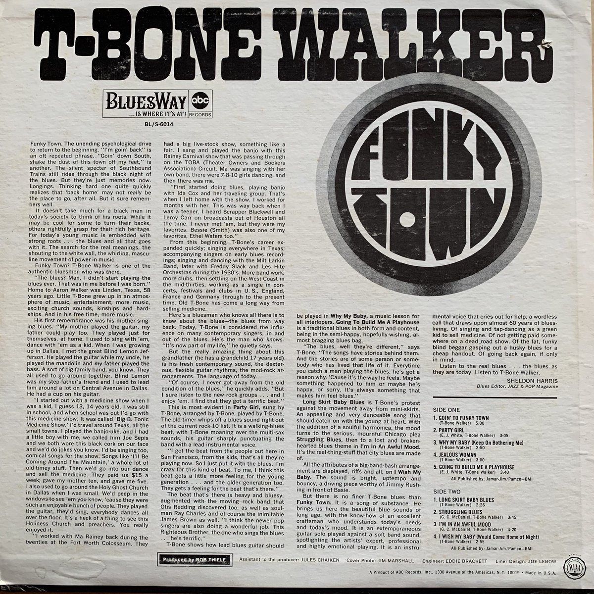 ayama5's tweet image. #Blues 78
T-Bone Walker / Funky Town
1968年にリリースされたLA録音盤。
クールなインスト曲🔹から代表曲🔸の
ファンキーバージョンになだれ込むA面の流れが大好物。
“Funky”なT-Boneも侮れません☺️
Goin' To Funky Town 🔹
youtu.be/iOU-qnbdoA4?si… 
Party Girl🔸
youtu.be/NGVCI_RZpzc?si…