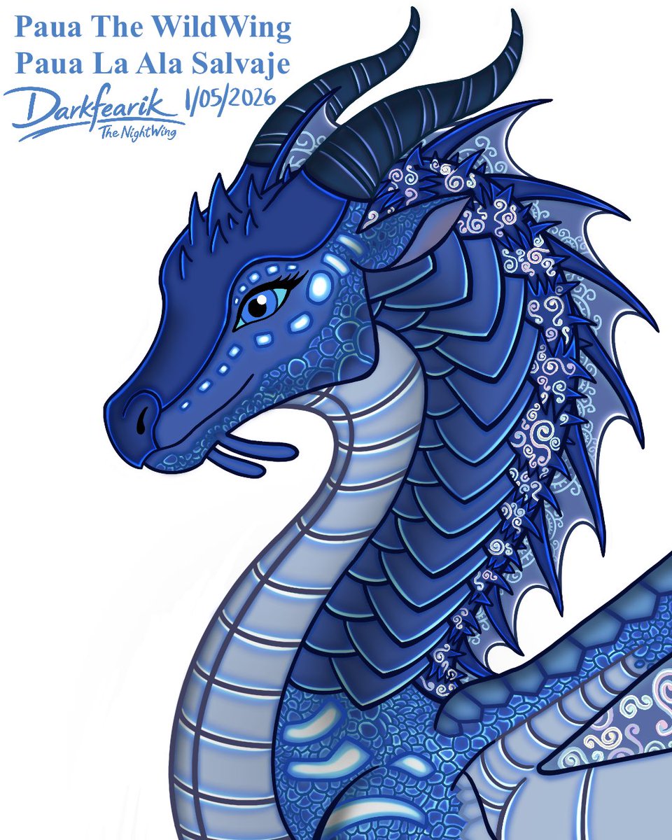 Darkfearik_NW's tweet photo. Paua the WildWing. This is how I imagined her; I liked playing with the silvery curl pattern on her. I'm already halfway through 10/20 of this project of drawing characters from the book The Hybrid Prince. #WingsofFire #wof #wingsoffirefanart #Paua #WildWing #book16 #dragonart https://t.co/s9OugjZwIm