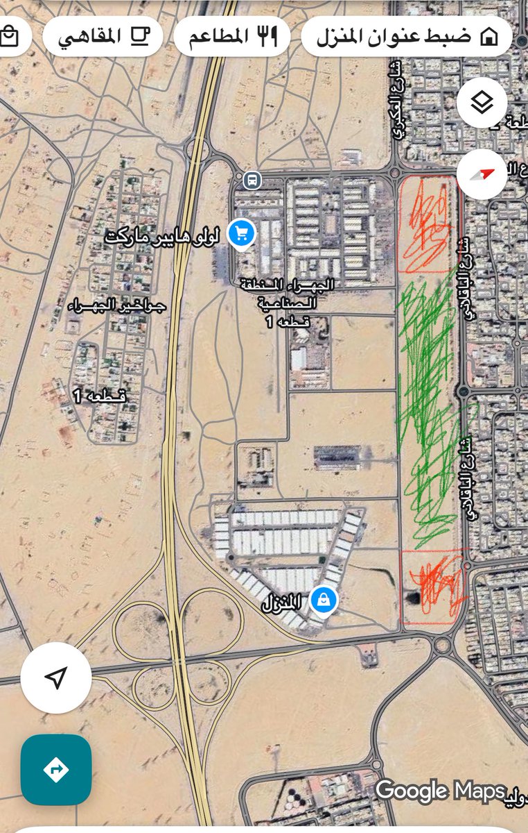 drdoooor2's tweet photo. @ALjahra_village @jahragov_ @kuwmun @mpw_kw مقترح للمحافظ ولباقي المهتمين في الجهراء 
هذه المنطقة بين النسيم والصناعية لماذا لاتكون حديقة عامة ومدخولها يكون للصرف عليها وعلى باقي المحافظة 

اللون الاحمر مواقف مثلا وتحتها خزانات مياه الامطار للري
اللون الاخضر حديقة عامة وبها بعض المحلات تؤجر للمستثمرين 

(حديقة الجهراء ) https://t.co/xMSsilP7Mr