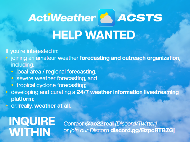 ActiWeather's tweet photo. HELP WANTED: Interested in weather? At all? Great! Join us today! https://t.co/lp4HioG1d8 https://t.co/V7coUD5SbD