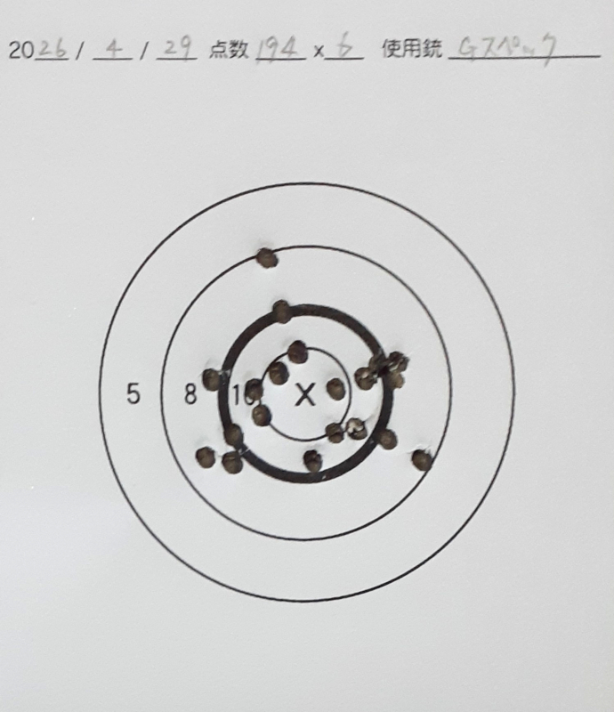 Uwocchi's tweet photo. ブルズアイマッチ200のライフル部門第43(40)回に参加しました。

今回はVSR-10 Gスペックを使用。
194-6xで1位(参加者3名)。
今回は190���超えました。

https://t.co/AvESUmdSpk

(ライフル部門は下のほう) https://t.co/odCThtDkxU