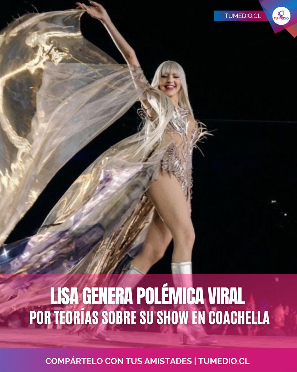 TuMedio's tweet image. Lisa se vuelve tendencia tras teorías virales sobre su show en Coachella junto a Anyma✨ 

Usuarios especulan con supuestos simbolismos, pero predominan reacciones escépticas y humor 👀🔥

El impacto global de su performance sigue dando de qué hablar 🌍 #Lisa #Coachella #Musica