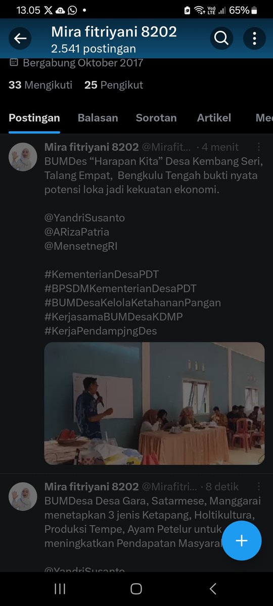 Mirafitri8202's tweet photo. BUMDes “Harapan Kita” Desa Kembang Seri, Talang Empat,  Bengkulu Tengah bukti nyata potensi loka jadi kekuatan ekonomi. 

@YandriSusanto
@ARizaPatria
@MensetnegRI

#KementerianDesaPDT
#BPSDMKementerianDesaPDT
#BUMDesaKelolaKetahananPangan
#KerjasamaBUMDesaKDMP
#KerjaPendampjngDe https://t.co/AsASulC8G6