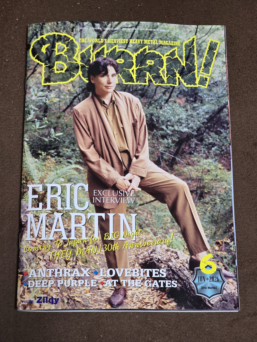 5VVtXrvsVbki5yZ's tweet photo. 本日、我が心の友であり、癒やしの書『BURRN! 2026/6』が我が家にやって来ました👏

表紙は #EricMartin

注目記事は
#華麗なる開拓者たちの系譜
#ConcertoMoon
#ForMyPain...
#陰陽座
#TREAT
#PaleneØ
#LOVEBITES

注目CDは
#AtTheGates
#ANA
#CRASHDÏET
#ErikGrönwall
#HARDLINE
#LordFrancisSoto https://t.co/fXnclpsHBw