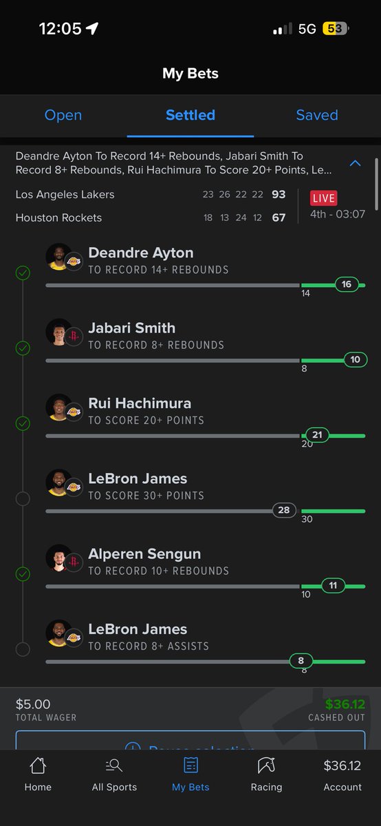 BMLJr_'s tweet photo. @BrookieJ07 😭😭 had to cash out, bron left me sickkk https://t.co/UAf5gH39ra