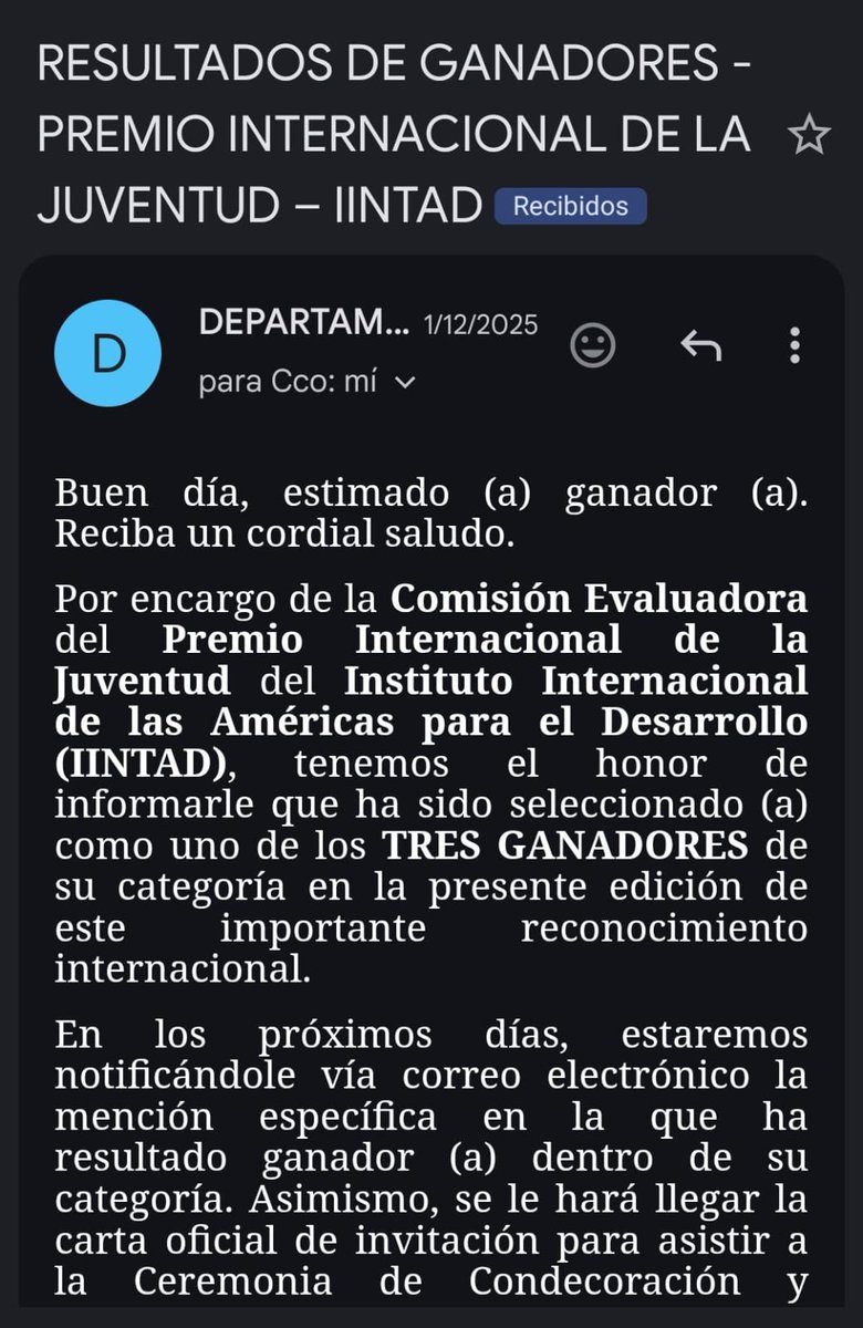 WagnerRiosGarc's tweet image. We made history! 🚀🇵🇪
I am a WINNER of the International Youth Award – Technology &amp;amp; Digital Transformation 🏆

Recognized across Latin America &amp;amp; the Caribbean for my work in AI &amp;amp; Digital Health research. The award stays in Peru 🌎🇵🇪

#award #premio #peru #AI
