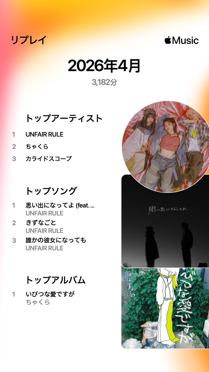 mattaka777's tweet image. 2026年4月のApple Music♪
圧倒的にUNFAIR RULE❣️
#applemusic