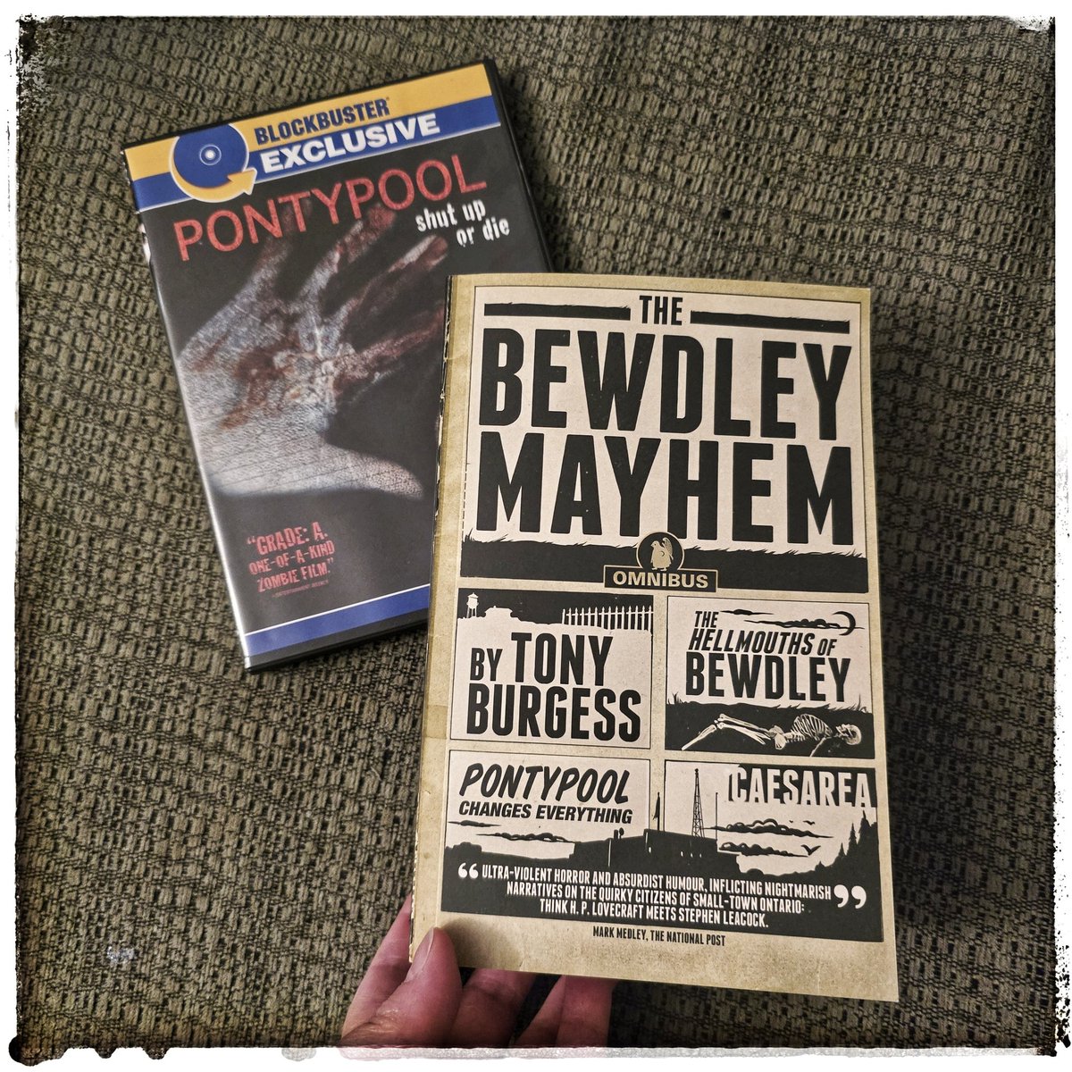 KariLikeSafari's tweet image. It's been a long time coming but I finally acquired a copy of "The Bewdley Mayhem" by #TonyBurgess to go with our much-cherished #Blockbuster DVD of "#Pontypool." #BookMail