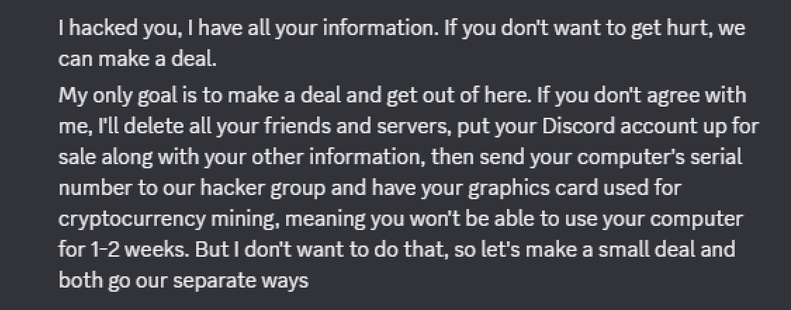ElevenEndless's tweet photo. Entertainment for you guys so far nothing else was hacked ( ? ) idk if they can really go deeper then discord, none of my real info is in it but i've updated all my other sites with crazy new passwords anyway,

this is funny as fuck i'm not going  lie at all 😂
actually happend. https://t.co/NLlrJ22reg