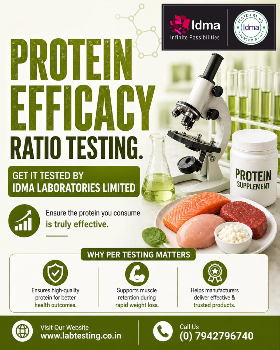 IdmaGroup's tweet photo. Not all protein is equal.
Measure real effectiveness with Protein Efficiency Ratio (PER) testing. ✔️
🌐 https://t.co/6NleAiXWBB

#Idma #Testing #PER #ProteinEfficacyRatio #Analysis #IdmaLaboratoriesLimited #Testinglab #Panchkula https://t.co/FmR1QIpjV1