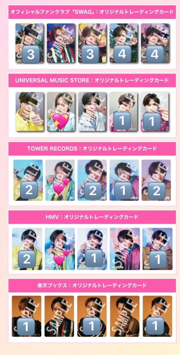 olozolozrr's tweet photo. ONE N' ONLY ワンエン トレカ 交換 WARAiNA 

【譲】 🔢 TETTA HAYATO NAOYA EIKU
【求】 💖＞💕  REI

5/3リリイベ5/31シリイベにて手渡し
まとめてお取引できる方優先
お心あたりのある方お気軽にお声掛けください https://t.co/AWnV4jOfrz