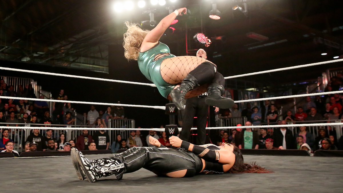 NXTUK_Legacy's tweet image. May 1, 2019:

At Brooklyn Pier 12, @PiperNivenWWE defeated #WWENXT's @RaquelWWE with a ring-rattling Michinoku Driver in the second of two interbrand matches. #NXTUK 

📸 WWE