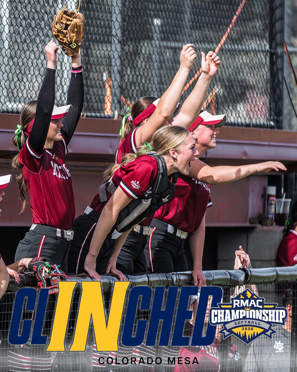 RMAC_SPORTS's tweet photo. 𝗧𝗵𝗲 𝗠𝗮𝘃𝗲𝗿𝗶𝗰𝗸𝘀 𝗖𝗹𝗮𝗶𝗺 𝗧𝗵𝗲𝗶𝗿 𝗦𝗽𝗼𝘁!

Colorado Mesa sweeps their Friday doubleheader and claims a ticket to next week's RMAC Softball Championship tournament! 
#EverythingElevated | @colomesasb https://t.co/TjHPfPAquW