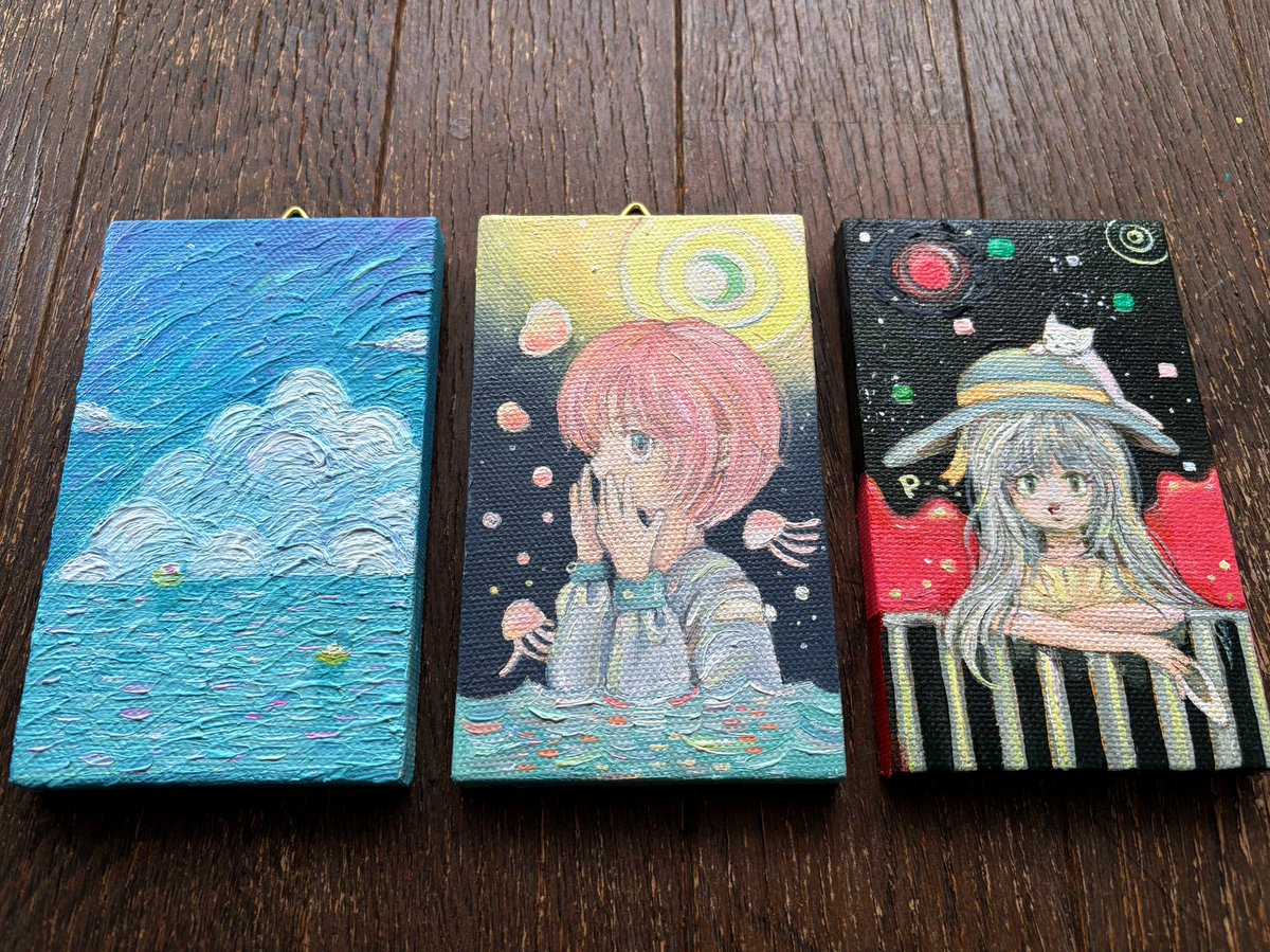 2人展作品紹介④ ミニキャンバス油彩作品 「Pinkish blue
