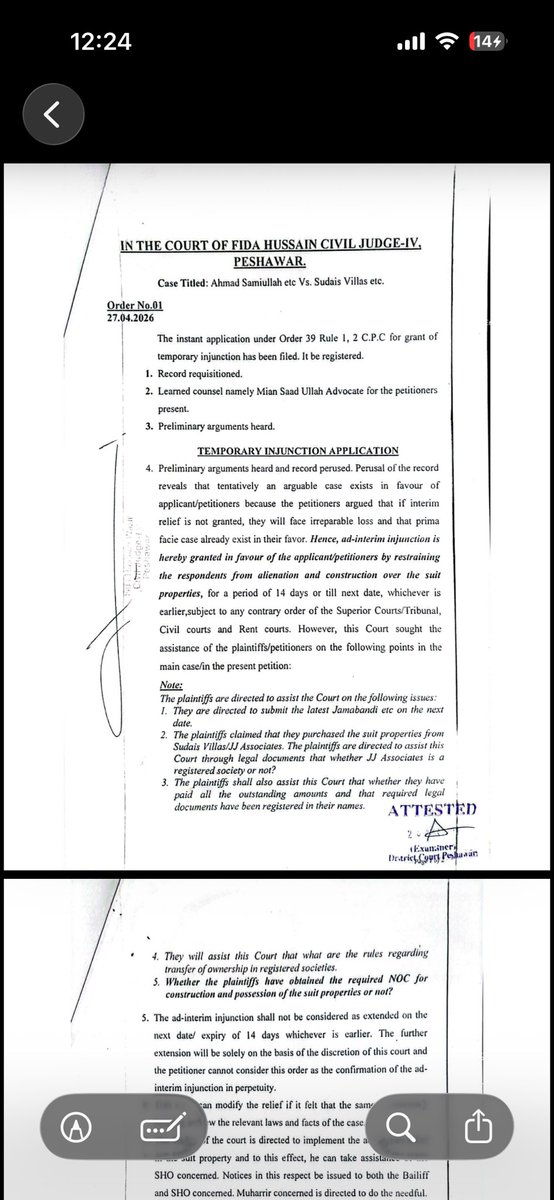 osamayawark's tweet photo. Sudais Villas, a housing society on Warsak Road, has become a matter of serious concern for dozens of affectees. My cousin invested there and purchased two plots with complete legal documentation, including all payment receipts and allotment letters.

The society was originally owned by three partners. After the death of one partner, disputes emerged between the remaining two. One of them, Iftikhar, who is reportedly influential and backed by political figures, has now started claiming ownership of plots that were already sold to buyers. Around 40–50 affectees united against him and filed a case, along with legal action against the new management of Sudais Villas, which distanced itself from resolving the matter and asked owners to settle the dispute themselves. The suspicion among affectees is that this is a coordinated attempt to take back prime plots at the entrance of the society for future commercialization.

Despite a court stay order against him, Iftikhar has continued construction on my cousin’s plot and even used tractors on other lands to alter and pave the area. Today, we will again approach the police station, but the response so far has been disappointingly slow. We expect the CCPO to take notice and ensure the law is enforced.

Important advice for anyone investing in a society: Always secure and preserve every payment receipt, file, and especially the allotment letter, as it serves as critical proof of ownership. Alhamdulillah, we have all the required documents and will continue our legal fight against the qabza mafia.
@PeshawarCCPO @DrMianSaeedPSP @DCPeshawar