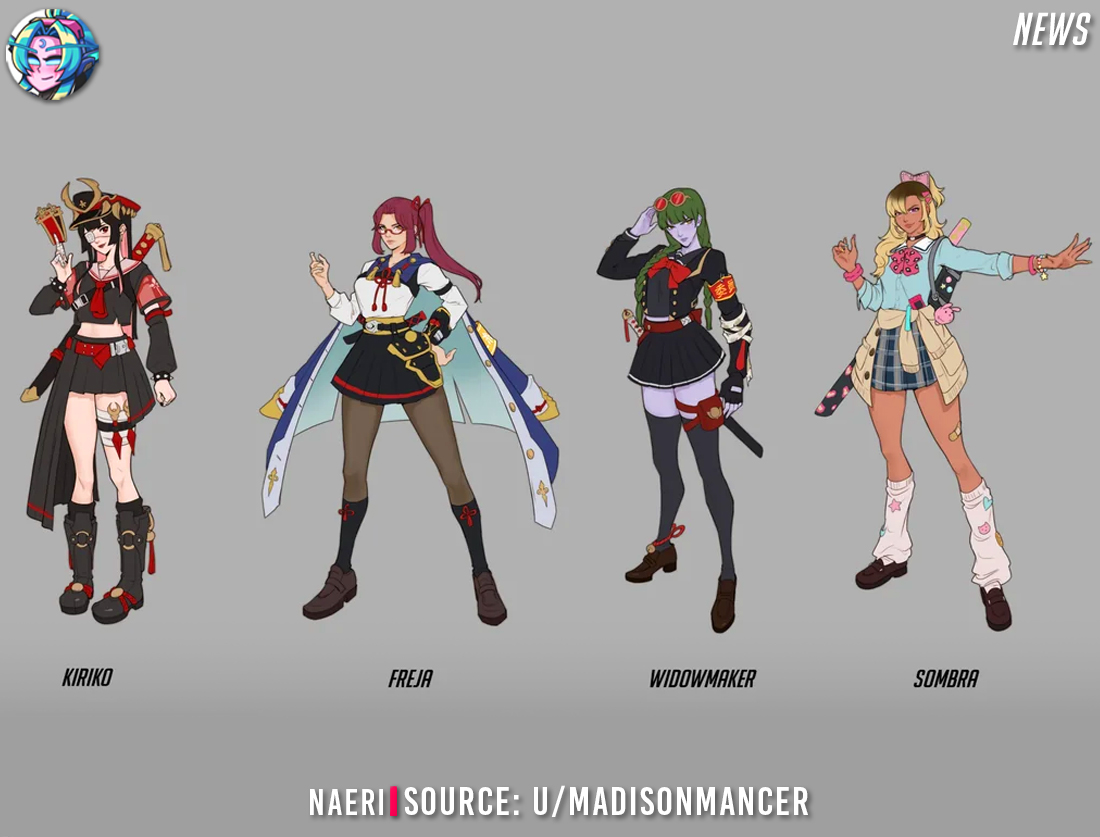 OverwatchNaeri's tweet image. Overwatch Official New Survey Skin Concept: Tokyo Style 🇯🇵👹

Kiriko, Freja, Widowmaker and Sombra #Overwatch New Skin Concept 🎨