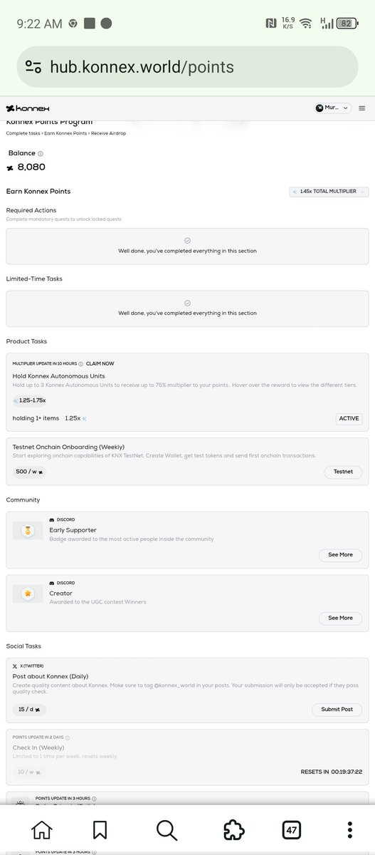 Ckhussain302's tweet image. Deep diving into the @konnex_world ecosystem today. Their Testnet performance is impressively stable, and the task-based point system is very well-integrated. If you're looking for a solid project to support, this is definitely the one! 🔥 #Konnex #Tech #Future"
