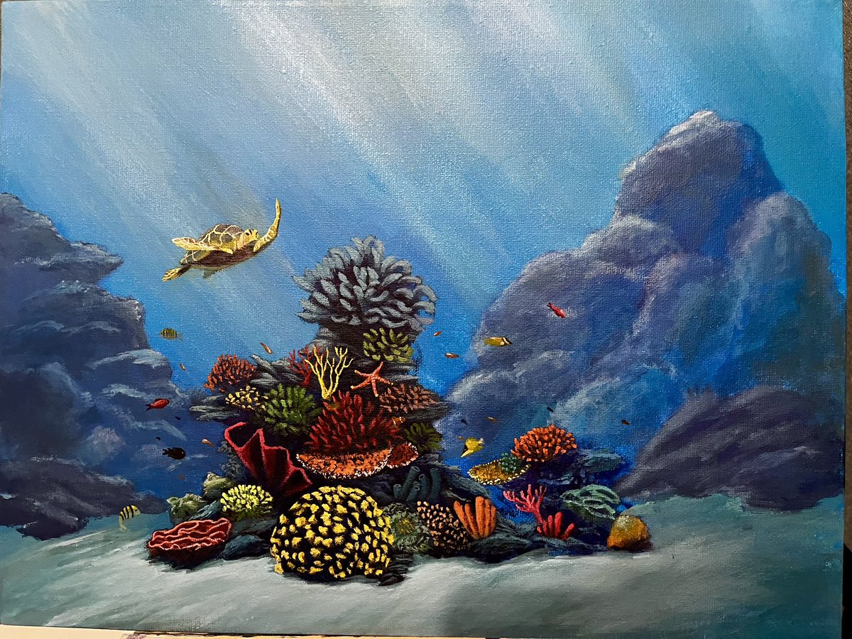 A10615291671's tweet image. Secret in the water by acrylic paint #art #paint #illustration