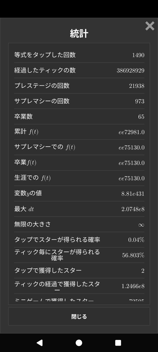 Kashiki_Yumeno's tweet photo. #exponentialidle
Exponential Idle、そういえばee75000超えたんだった。 https://t.co/SVxIxxSTju