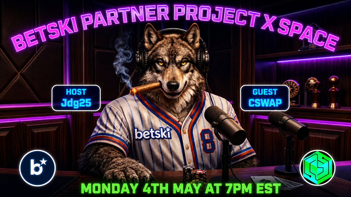 🎙️BETSKI hosting CSWAP 🎙️

Two MEGA projects - One HOT space on X 🔥

Join us to find out what's brewing <a href="/Betski/">Betski.com</a> &amp; <a href="/CswapDEX/">CSWAP | DEX</a> 

Monday 4th May 7pm EST  👀

 x.com/i/spaces/1AKEm…

#Xchain #Cardano #BTC #SOL #ETH