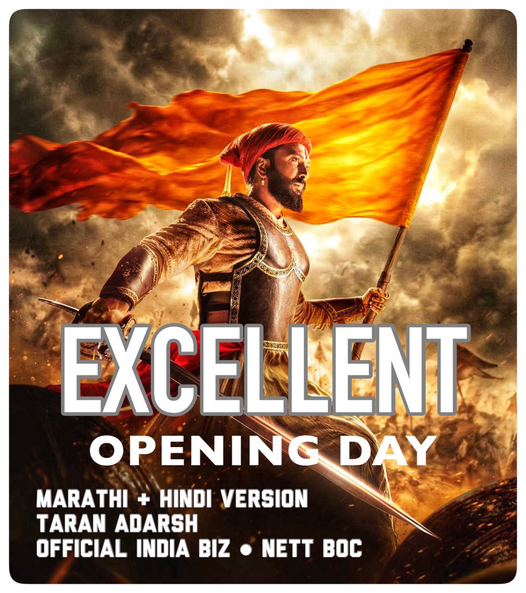 taran_adarsh's tweet image. #RajaShivaji sets a new benchmark, recording the BIGGEST OPENING DAY EVER for a #Marathi film.

The #Marathi version opened to packed houses across key circuits, while the #Hindi version will largely depend on word of mouth – expected to gain momentum over Saturday and Sunday.