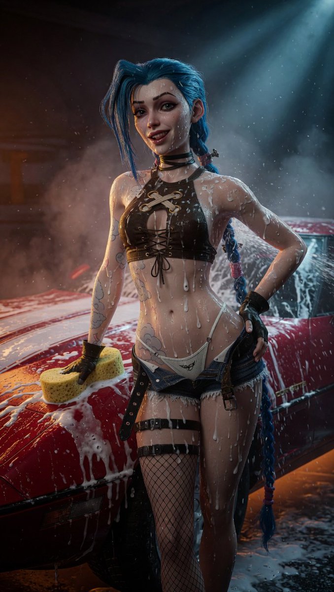 NotrealDrip's tweet image. ‘You ready for a ride?’#Jinx #CarWash #Arcane #arcanefanart
