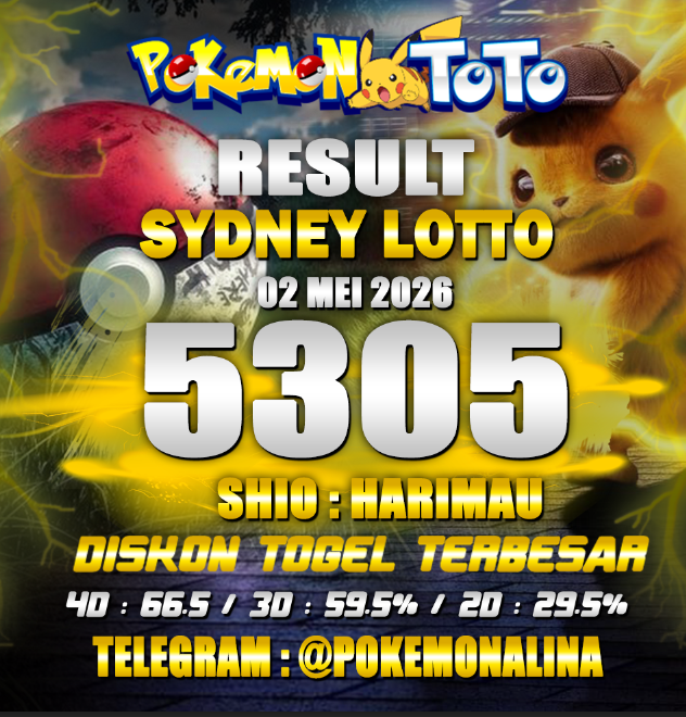 datatogelwla's tweet photo. RESULT SYDNEY LOTTO
SABTU, 02 MEI 2026
Result : 5 3 0 5 
Shio   : HARIMAU
TELEGRAM : @Pokemonalina
#datasydneypools #sydneylotto #sydneypools #hongkongpools #Cambodiaguys #sydneysixers https://t.co/rXFscVNLnW