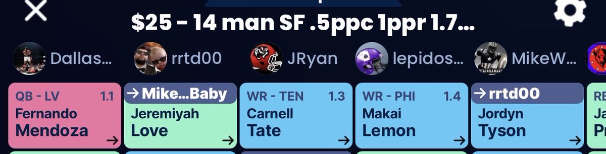 gavin37396's tweet photo. @FF_Astronauts 14 Teamer with a .25 PPC, Mendoza went #1. https://t.co/uBrShAORT9