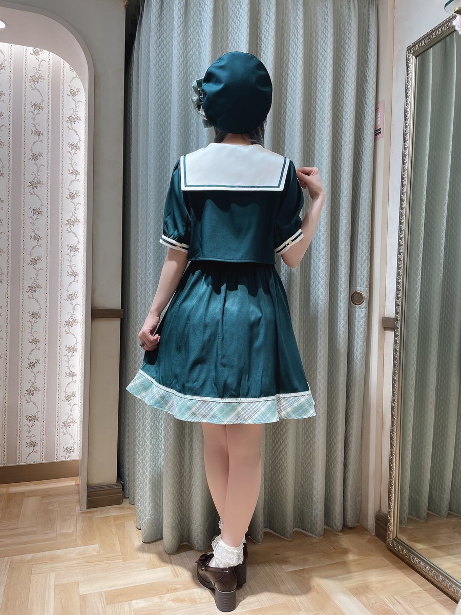 New Chouchou Check セットアップ風セーラーワンピース ネイビー
