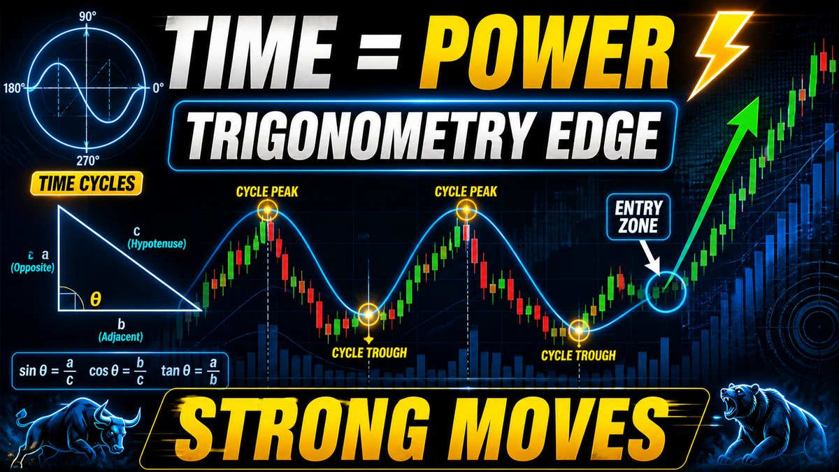 brahmesh's tweet photo. Time Cycle Trading Explained: Trigonometry Method for High Probability Trades                                                       

https://t.co/7ouXnlSpRU 

#TimeCycleTrading #TrigonometryTrading #HighProbabilityTrades #GannTheory #PriceTimeSquaring #SineWaveTrading #ReversalDateTrading #ZigZagIndicator #IndiaVIX #OptionChainAnalysis #FII DII #AstrologicalTrading #MathematicalTrading #SwingTradingStrategy #BrameshTechAnalysis

Most traders focus only on price, but the real edge lies in understanding time. In this video, we break down how trigonometry-based time cycles can be used to identify high-probability stock market moves with precision.

This method is rooted in the concept that markets move in rhythmic patterns, similar to waves. By applying trigonometric principles, traders can identify timing zones where price is more likely to react, accelerate, or reverse.

Instead of chasing random setups, this approach helps you align your trades with structured cycles, improving both entry timing and risk management.

👉 In this video:
https://t.co/CNATODWlZX   https://t.co/FmRRwWdMS4  https://t.co/BWVQgspKqZ

Trigonometry time cycle explained in simple terms
How to identify timing windows for strong moves
Combining time cycles with price levels
If/Then scenarios for practical execution

If you want to improve your timing accuracy and trade with a structured edge, this method provides a powerful framework.