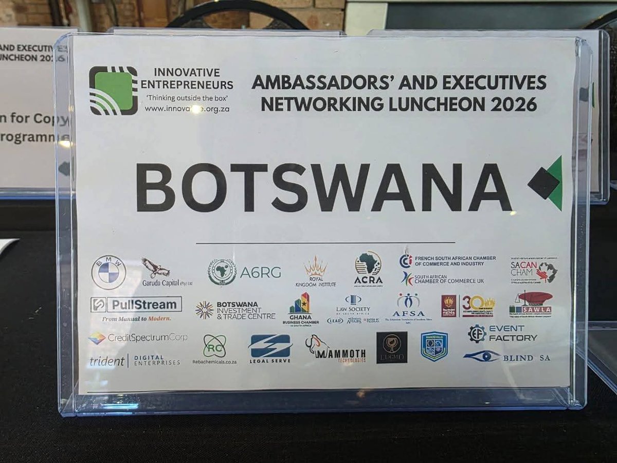 BotsConsulate's tweet photo. The Botswana Consulate General was amongst countries and various Chambers of Commerce that attended the Ambassadors and Executives Networking Luncheon, which was held on 21st April 2026, at Cedarwood of Sandton Hotel, Woodmead, Johannesburg. 1/4 https://t.co/I4glh5QUvF