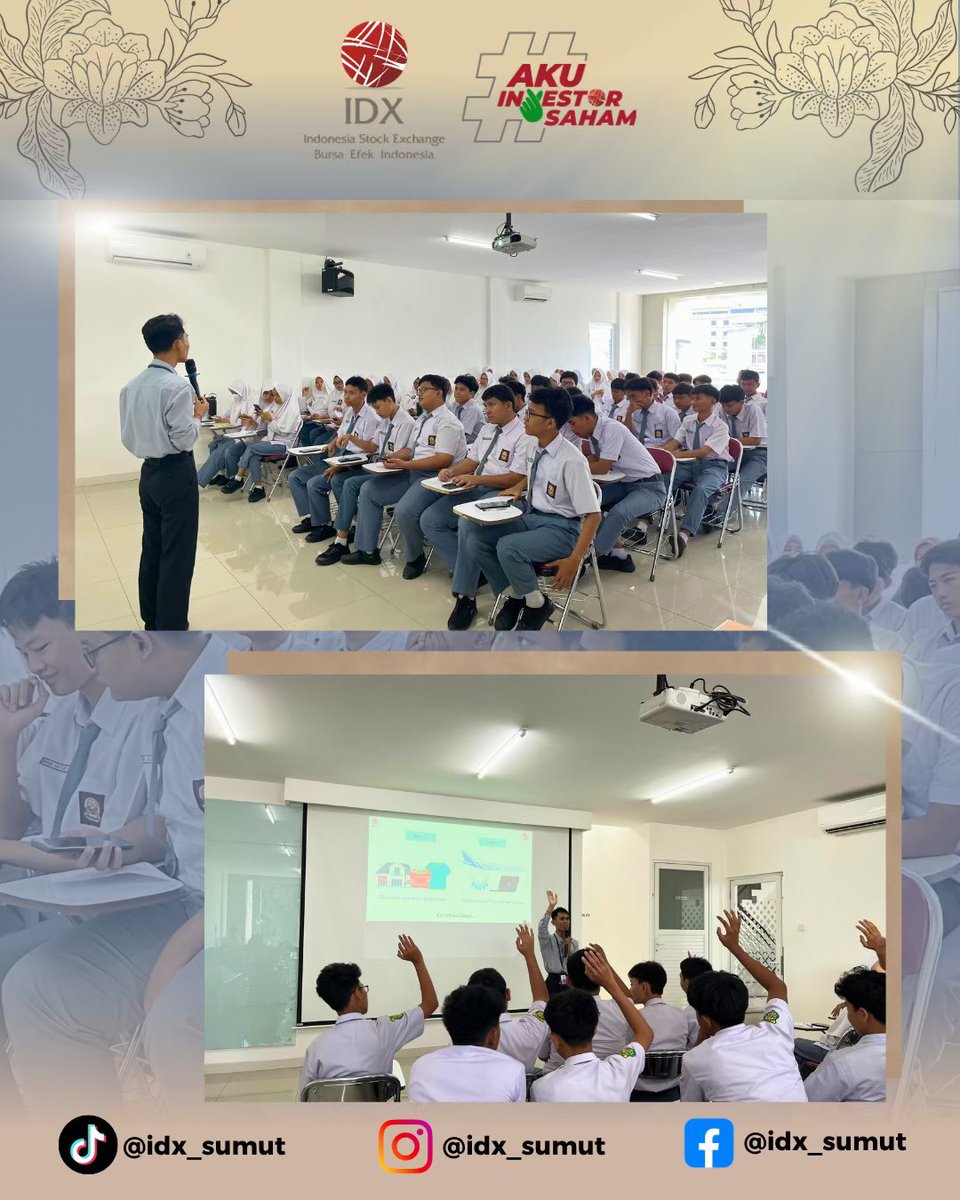 idx_sumut's tweet photo. Ahhooii Sobat IDX!! 🙌🏻

Mulai investasi dari sekarang = langkah kecil untuk masa depan besar 💡📊 Edukasi Publik bersama SMA Al Ulum Medan &amp; KSPM UMSU hadirkan insight dasar pasar modal secara interaktif 🚀

#IDX #IDXSumut #YukInvestasi https://t.co/SxupB6Wtny