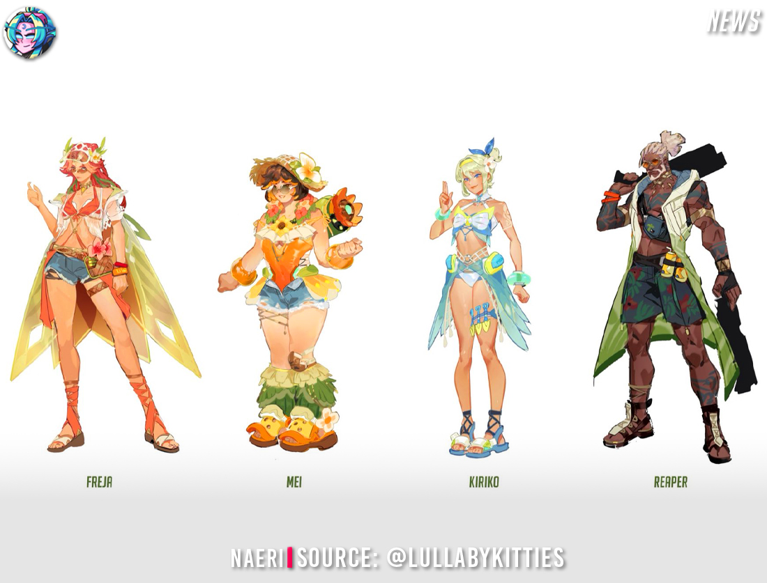 絵画『SKIN』NORRY Overwatch Official New Survey Skin Concept: Beach🌴☀️ Freja, Mei