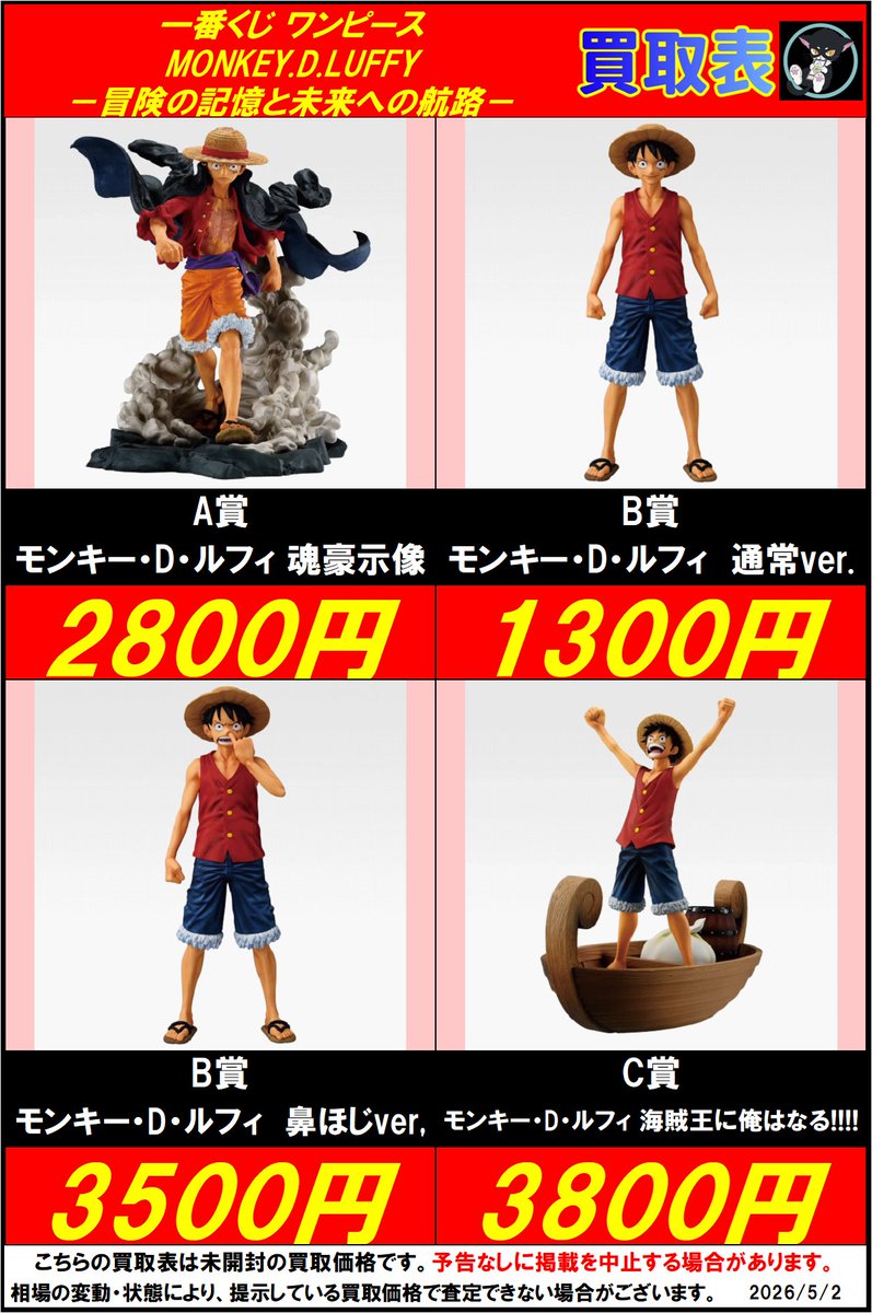 🐈‍⬛ワンピース 新入荷情報🩵 『一番くじ ワンピース MONKEY.D.LUFFY