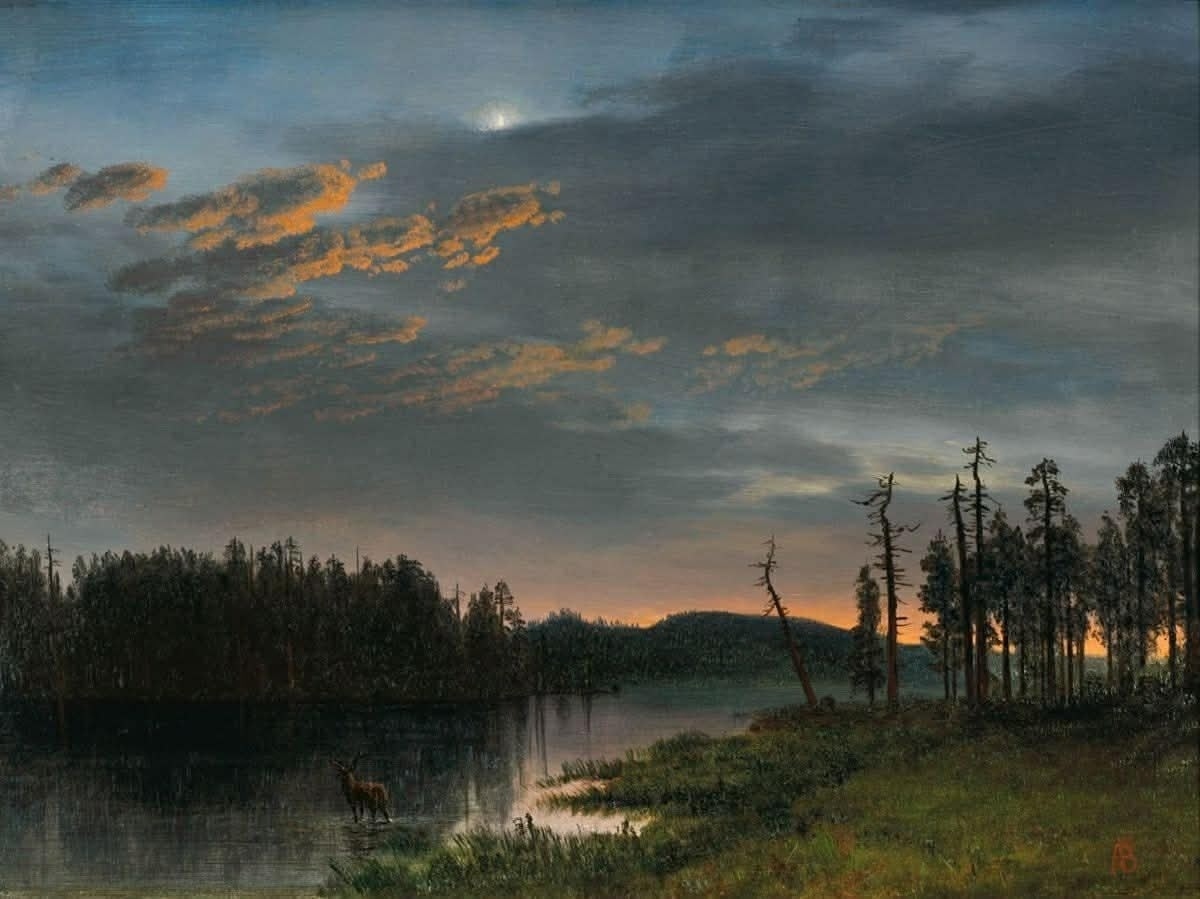 Rd_Songgomaruto's tweet image. "Western Landscape - Deer Wadding", 
around 1870s.

 Albert Bierstadt (1830-1902) was one of the most famous American landscape painters of the 19th century, a representative of the Düsseldorf School of Art. 

#art #painting