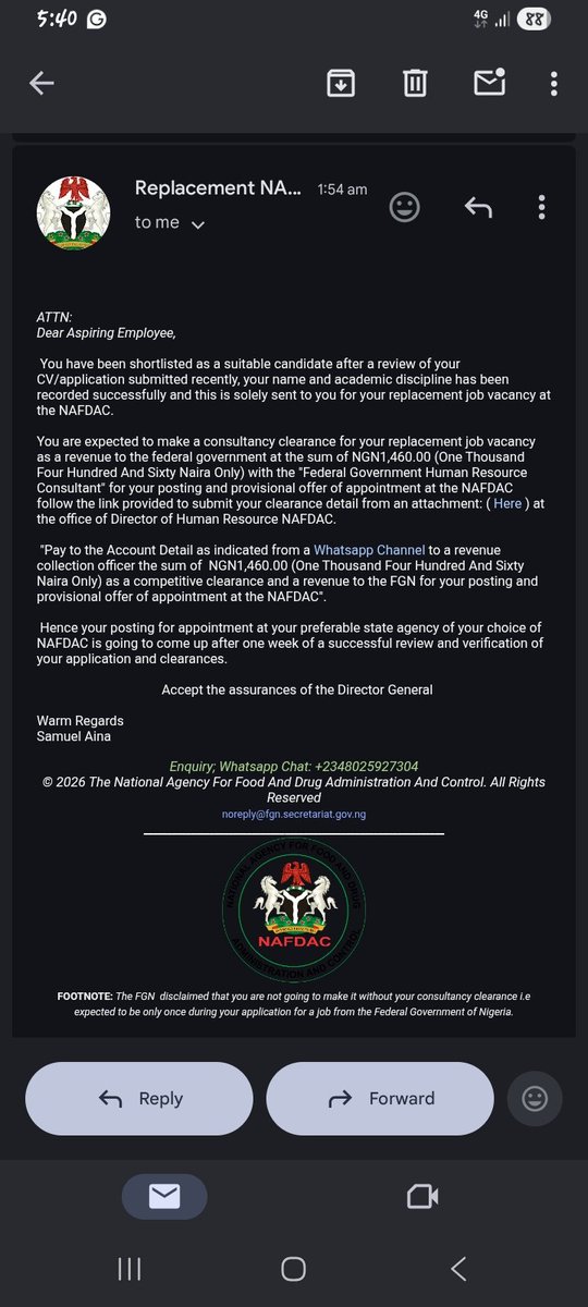 IamElAbdool's tweet photo. @NafdacAgency, this is what is currently being sent to people's emails. Please address this issue before many individuals become victims of extortion. https://t.co/YwA2HacnDT