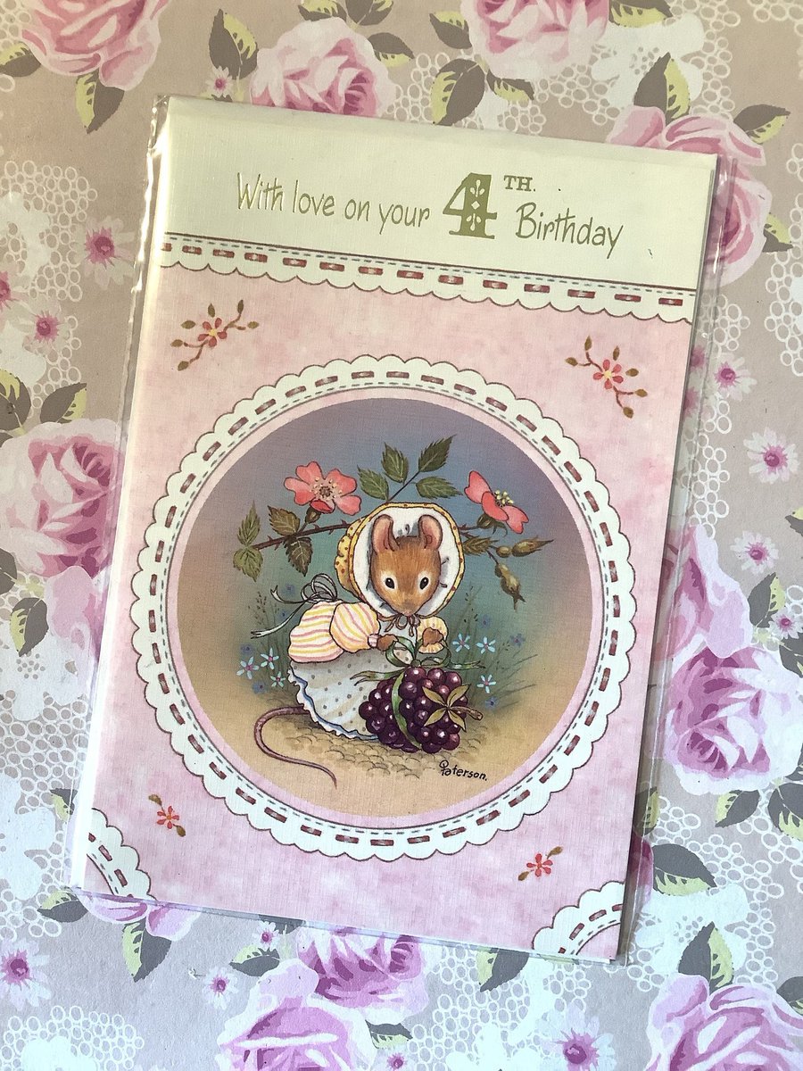 WatsonsVintage's tweet image. ONLY ONE LEFT NOW! Extremely RARE Vintage Circa 1970s 4th Birthday Card - Beautiful Little Mouse with Blackberry &amp;amp; Floral Design by Paterson A Card To Treasure etsy.me/42HwapE via @Etsy #VintageCards #BirthdayCards #WhimsicalDesign #Paterson #4thBirthdayCards #MouseDesign