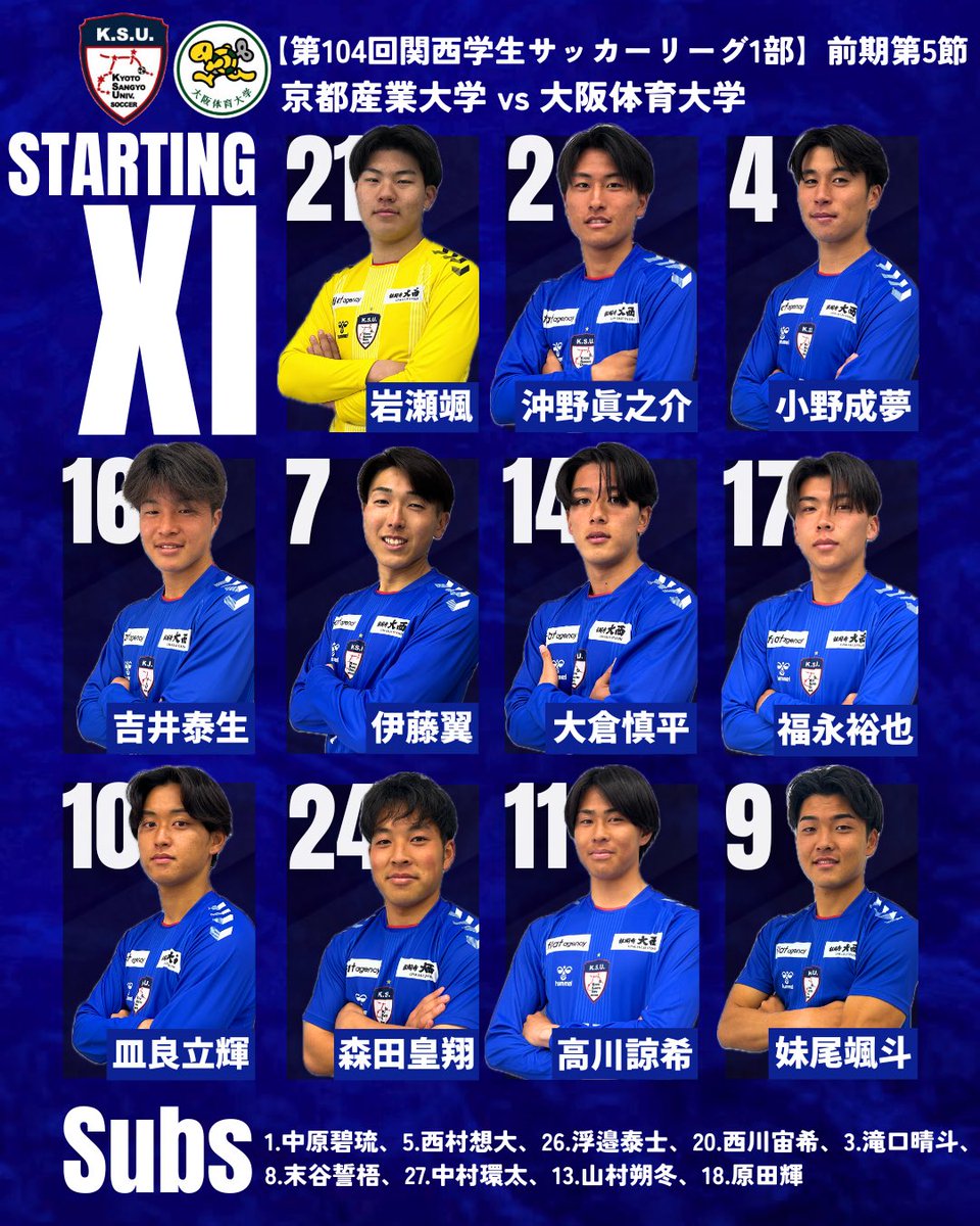STARTING MEMBER】 本日のスターティングメンバーです✨ 熱いご声援