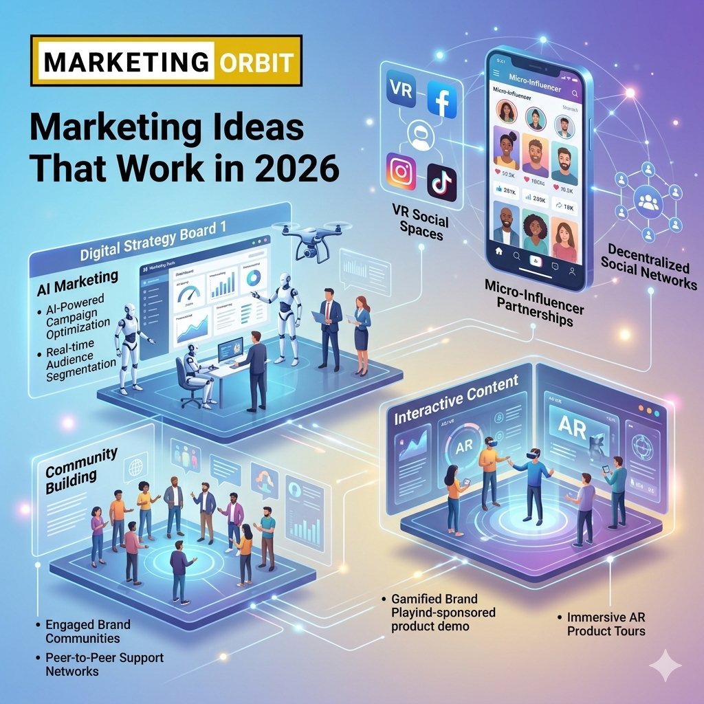 imarketingorbit's tweet image. Future-proof your brand with AI-powered optimization, immersive AR product tours, decentralized social networks, and engaged community building within VR social spaces. 
#marketingorbit #MarketingHacks #marketingtips